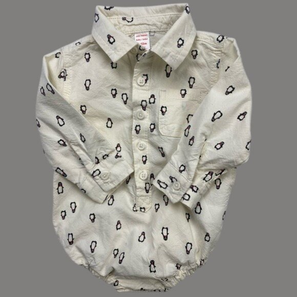 Joe Fresh Penguin Shirt-Style Bodysuit size 6-12 Months - Picture 8 of 9